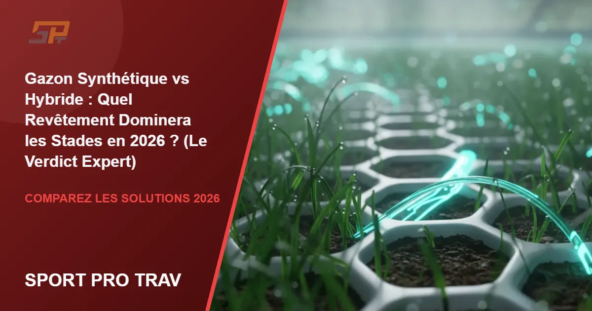 Gros plan artistique montrant la fusion technologique du gazon hybride et synthétique pour les stades de 2026.